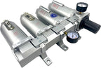 4 STAGE SUPER DUTY INDUSTRIAL GRADE ULTRA CLEAN FILTER REGULATOR COALESCING DESICCANT DRYER SYSTEM FOR COMPRESSED AIR LINES METAL BOWLS GREAT FOR PAINT SPRAY AND PLASMA CUTTER (3/4"NPT AUTO DRAIN)