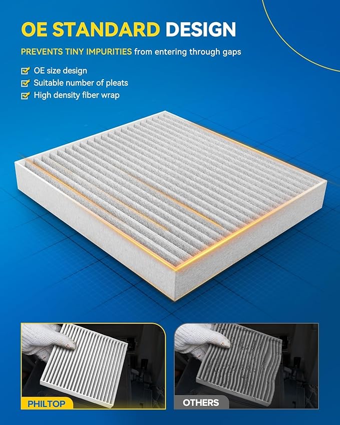 PHILTOP Cabin Air Filter w/Activated Carbon, Compatible with CF11854 Nissan Rogue 2014-2020, Rogue Sport 2017-2022, Carbon Filter Up Dust Pollen Odor, Pack of 2