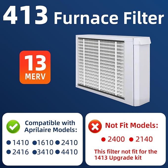 413 Replacement Air Filter, MERV 13,Actual Size: 16"x28"x4", Nominal Size: 16x25x4, HVAC Furnace Filter, Compatible with AprilAire Models 4400, 3413, 2416, 2413, 1610, 1413, 1 Pack