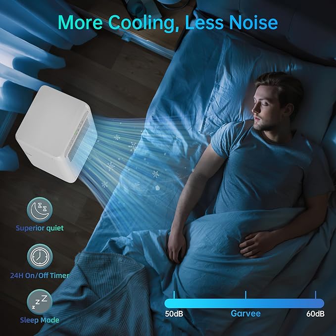 Portable Air Conditioner 8000 BTU With, 24H Timer & Smart/Sleep Mode, Cools Rooms Up to 350sq.Ft 4-In-1 Cooling, Cooling AC Unit With Fan & Dehumidifier & Remote Control for Bedroom, Dorms