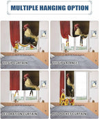 Tie Up Curtains for Windows, Chicken Sunflowers Adjustable Balloon Nature Linen Textured Kitchen Curtain, Farmhouse Animals Red Barn Bees Privacy Curtains Balloon Blind for Cafe, 42 x 63 Inches