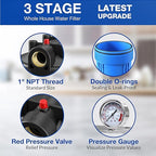 SimPure Whole House Water Filter System, 3-Stage Clear Home Water Pre-Filtration with Carbon Sediment and GAC Filters, Reduce Odor, Chlorine, Taste, Iron, 1" NPT Brass Port, BPA Free (DB20P-3)