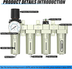1/2" NPT Heavy Duty Industrial Grade 4 Stage Air Drying System,Coalescing Filter,Double Particulate Filter,Desiccant Dryer and Air Regulator,Manual Drain,For Plasma Cutter and Paint Spray