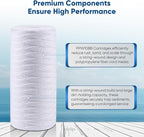 PUREPLUS 5 Micron 10 x 4.5 Whole House String Wound Sediment Filter for Well Water, Replacement Cartridge for 84637, WPX5BB97P, PC10, 355214-45, 355215-45, WP10BB97P, WP5BB97P, 4Pack
