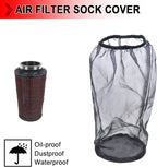 Universal 9 Inch Air Filter Cover, Air Intake Filter Sock Cover, Motorcycle Waterproof Air Filter Rain Sock Dustproof Protective Cover (Filter L), Pack of 4