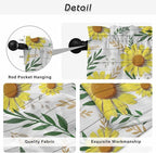 Yellow Daisy Kitchen Curtains, Farmhouse Country Flower Leaf Plant Wood Grain Light Filtering Window Curtain Panels, 2Pcs Rod Pocket Window Treatments Set for RV Dining Room Study Room 42x54 Inches