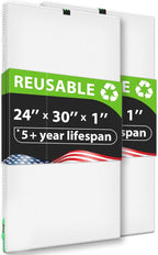 REair 24x30x1 Air filter Pro Kit, Washable and Reusable Air Filter 24x30x1 for AC HVAC Furnace, MERV 8 Air Filters Machine Washable & Dryer Friendly, AC Furnace Air Filter, Include 2 Filters&1 Frame