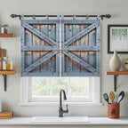 Farmhouse Wood Grain Kitchen Curtains 45 Inch Length, Short Cafe Window Curtains Tab Top, Vintage Country Barn Gate Textured Light Filtering Window Treatments Tier Drapes 27.5"x45" 2 Panel