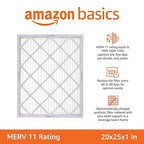 Amazon Basics 20x25x1 Air Filter 6 Pack, MERV 11 AC Furnace Filters (Actual Size: 19.75" x 24.75" x 0.75")