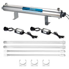 Bluonics 110W UV Water Ultraviolet 24GPM Plus Sediment and Carbon Well Water Purifier System Size 4.5" X 20" Filters for Large Home and Commercial