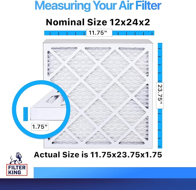 Best 12x24x2 Air Filters | 12 Pack | MERV 8 HVAC Pleated AC Furnace Filters, Protection Against Mold and Pollen, Allergen Reduction | Actual Size (11.75x23.75x1.75)