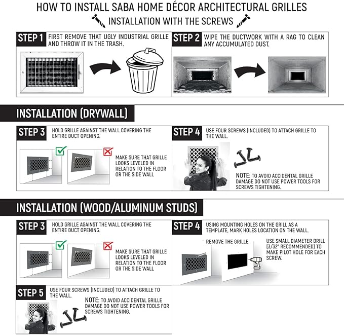 SABA Home Decor Air Vent Cover Grille - Acrylic Plexiglass 10" Round Duct Opening (12" Round Overall) White Finish Registers for Walls and Ceilings NOT for Floor USE, Venetian (1, 10" Round Screws)