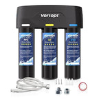 Vortopt Under Sink Water Filter,with PP,UF,and CTO Cartridges for Water Filtration and Drinking Water,F03,Black.