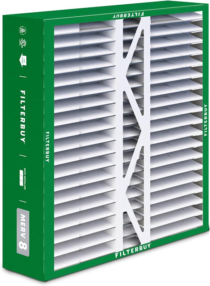 Filterbuy 20x20x5 Air Filter MERV 8 Essential Dust & Allergy Defense (2-Pack), Pleated HVAC AC Furnace Filters for Honeywell FC100A1011, Lennox X0585, and More (Actual Size: 19.63 x 19.88 x 4.38)