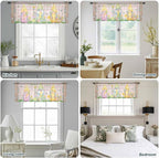 Happy Easter Sheer Valances for Windows 60"x18", Light Filtering Kitchen Curtains Valance, Spring Gnomes Duck Floral Eggs Pink Plaid Rod Pocket Chiffon Curtains for Living Room Bedroom Cafe