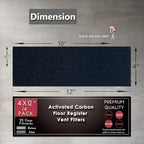 Carbon Filter 4" x 12" Activated Charcoal Air Vent Floor Heater Pre-Filter Sheet Work in Home Air Purifier, Register, Ceiling 4 x 12 Inch 6-Pack (Black) Hoctsom