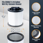 POWERTEC DXVC6910 Cartridge Filter for DeWalt 6-16 Gal. Wet/Dry Vacuums, Shop Vac Filters for DXV09PA, DXV10S-QT, DXV09P-QTA, DXV06P-QT, DXV10P-QT Shop Vacuum, 2 Pack (75120-P2)