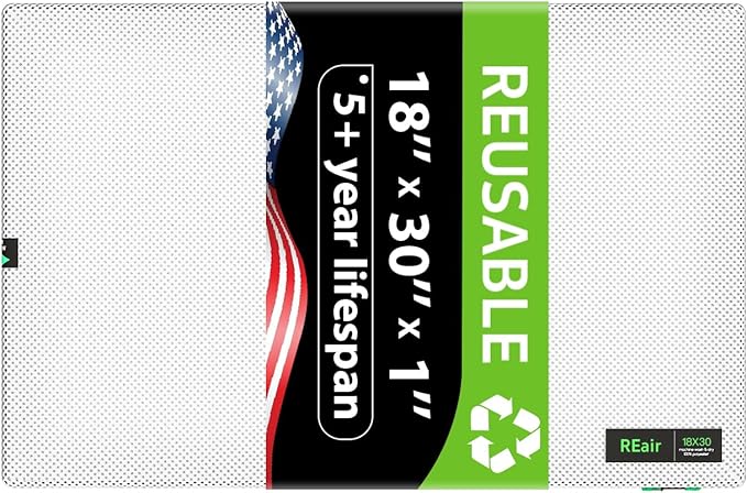 Reair 18x30x1 Extra Replacement Filter without Frame, Washable and Reusable Air Filter 18x30x1 for AC HVAC Furnace, MERV 8 Air Filters Machine Washable, AC Furnace Air Filter without Frame