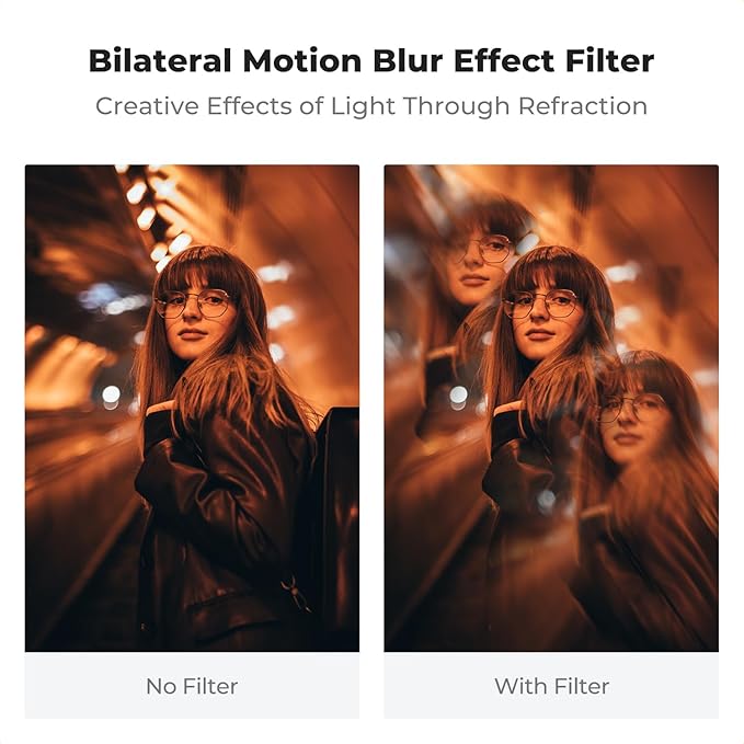 K&F CONCEPT 67mm Bilateral Blur Ghost Motion Filter Super Speed Effects for Camera Lens Clear Optical Glass with Cleaning Cloth
