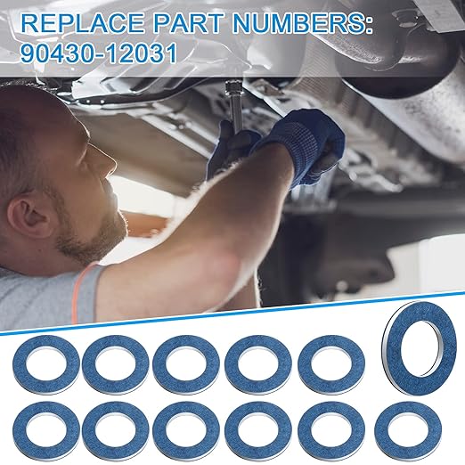 Mudder 100 Pieces Aluminum Engine Transmission Fluid Oil Crush Washers Drain Plug Gaskets, Compatible with Toyota, Scion Part 90430-12031
