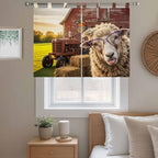 Farm Sheep Bedroom Curtains 63 Inch Length, Window Curtains Tab Top, Farmhouse Barn Funny Animals Butterfly Light Filtering Window Treatments Drapes 42"x63" 2 Panel