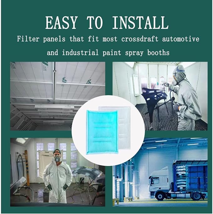 AUC Paint Booth Tacky Intake Filter Pad Series 55, 20" x 25" (20/case) Spray Booth Intake Filter with Internal Wire Support Frame