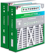 Filterbuy 20x23x5 Air Filter MERV 8 Essential Dust & Allergy Defense (2-Pack), Pleated HVAC AC Furnace Filters for Bryant, Carrier, BDP, Day & Night, and Payne (Actual Size: 19.81 x 22.56 x 4.25)