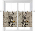Funny Farm Animals Kitchen Curtains 36 Inch Length, Small Window Curtains Tab Top, Vintage Barn Brown Sunflowers Light Filtering Short Window Treatments Tier Drapes 27.5"x36" 2 Panel