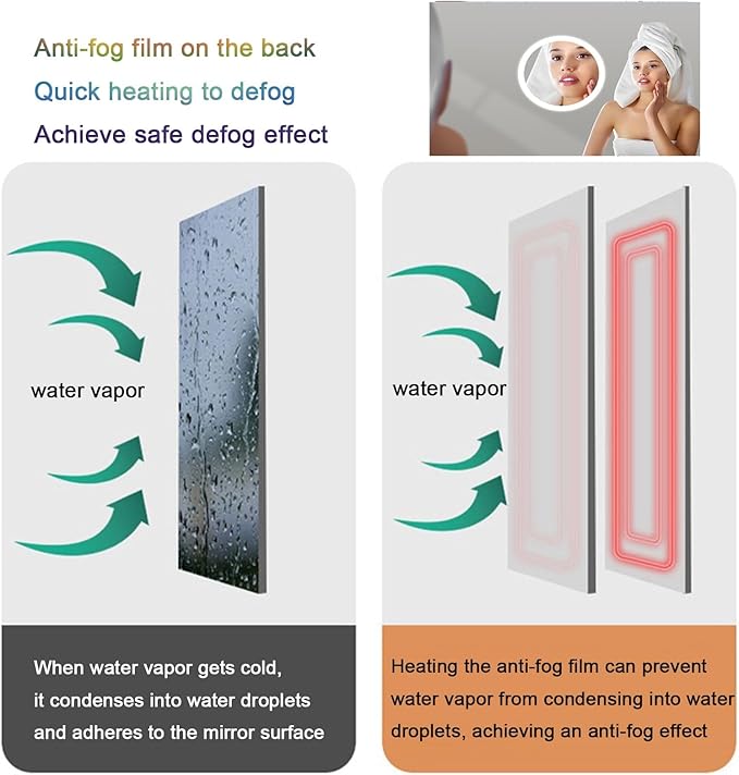 Smart Illuminated LED Bathroom Mirror，Bathroom Mirror with LED Lights，Energy-Saving LED Smart Mirrors，LED Mirror for Bathroom，with Demister Pad and Smart Touch Switch(H60*W80cm/H23.6*W31.5IN)