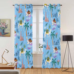 2 Panel Kitchen Cafe Curtains, Desert Landscape Sunlight Filtering Nature Air Through, Window Decor Tier Curtains for Living Room 104W x 96L inch Cute Camels Palm Trees Houses Leaves Blue