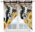 Retro Farmhouse Flower Swag Valances for Windows, Yellow Sunflowers Cow Barn Doors Brown Rod Pocket Kitchen Curtains Valance, Kitchen Window Curtains Swag for Cafe Living Room, 2 Panels, 36x45 inch