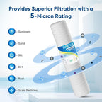 PUREPLUS 5 Micron 4.5" x 20" Whole House String Wound Sediment Filter for Well Water, Replacement Cartridge for Pentair Pentek WP5BB20P/WP25BB20P, Hydronix SWC-45-2005, SpiroPure SP-WP5-20BB, 4Pack