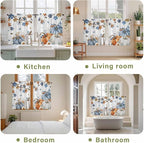 Navy Blue Pumpkin Fall Kitchen Curtains 45 Inch Long 2 Panel Set,Rod Pocket Window Treatment,Thanksgiving Maple Leaves Branches Light Filtering Short Curtains & Drapes for Bathroom Laundry 52"W x 45"L