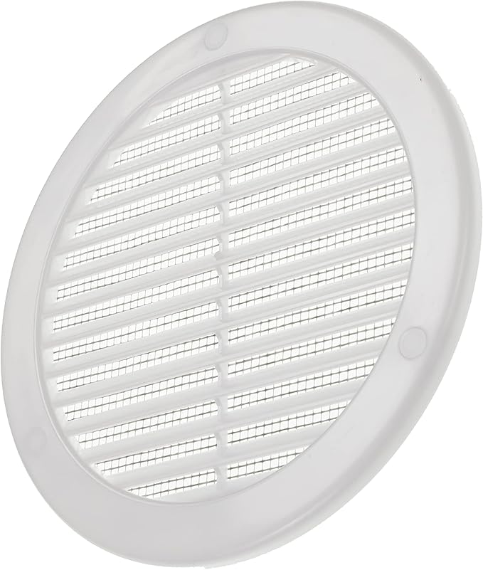 Vent Systems 6" Inch (Opening Dimensions) White Soffit Vent Cover - Plastic Round Air Vent Grille - Built-in Mesh Screen - HVAC Register Louver for Bathroom, Home, Kitchen