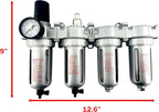 4 STAGE HIGH DUTY INDUSTRIAL GRADE ULTRA CLEAN FILTER REGULATOR COALESCING DESICCANT DRYERS SYSTEM FOR COMPRESSED AIR LINES METAL BOWLS GREAT FOR PAINT SPRAY AND PLASMA CUTTER (3/8"NPT MANUAL DRAIN)