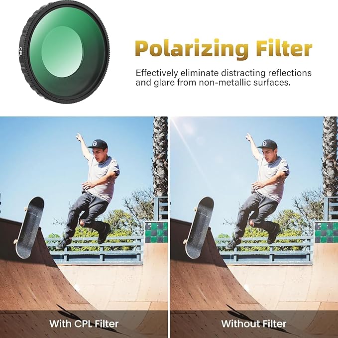 Walking Way Camera Lens Filters ND PL Set Compatible with DJI Osmo Action 4/5 Pro Accessories Kit, 4 Pack CPL ND8 ND16 ND32 Camera Lens Polarizing Neutral Density Filters Multicoated HD Optical Glass