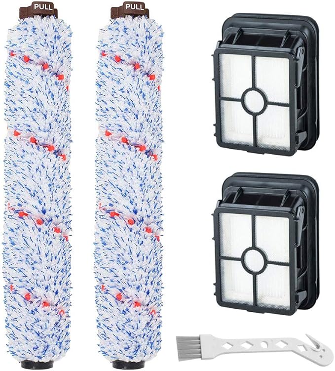 Lemige 2 Pack Multi-Surface Brush Roll 1868 + 2 Pack Vacuum Filter 1866 for Bissell CrossWave 2306A 1785A 3888A Vacuum Cleaner, Compare to Part # 1608683, 160-8683, 1608684