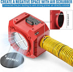 Commercial Air Scrubber, Negative Air Machine with 550 CFM, Stackable Heavy Duty Air Cleaner with MERV-10/ HEPA/Activated Carbon Filter for Home, Cnstruction Sites, Red