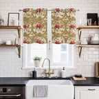 2 Panel Kitchen Cafe Curtains, Desert Camels Sunlight Filtering Nature Air Through, Home Decor Window Covering Tier Curtains for Living Room 55W x 39L inch Tropical Palm Trees Sand Cords Brown