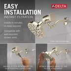 Delta Faucet Clarifi Premium Shower Filter Attachment with Filter, Hard Water Shower Filter, Shower Head Filter, Polished Nickel 5SF100-PN