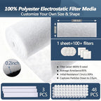 Air Vent Filters,20"x140"Cut to Fit Air Filter Material (100+Filters),MERV 8 Electrostatic Air Vent Filter for Home Floor, Grilles, Ceiling, HVAC Furnace Vents, With 48PCs Adhesive Hook Tape
