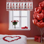 I Love U Valance Curtains for Kitchen, Valentine's Day Dwarf Romantic Wood Grain Privacy Rod Pocket Valance Curtain, Light-Filtering Window Treatment for Bedroom Bathroom, 42"x12"