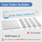 5 Pack 20x25x1 MERV 11 Air Filter Refills, Replaceable Filter Media only for 20x25x1 Reusable Frame (Frame Not Included)