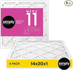 Simply 14x20x1 Air Filter, MERV 11, 4 Pack, For Home AC Furnace & HVAC (Actual Size: 13.75"x19.75"x0.75") DUST, Pet, & Allergy Control