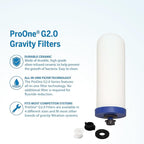 ProOne 9-Inch Gravity Water Filter Replacement G-Series 3-Pack - Universally Compatible with Gravity Water Filter Systems - NSF/ANSI Certified to Reduce Lead, Reduce Microplastics, & Total PFAS