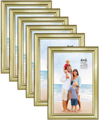Langdon House 4x6 Picture Frames Set (Gold, 6 Pack) Distinguished Edging for Classic Style, Richland Collection
