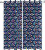 Fish Outdoor Curtains for Patio Vintage National Wind Fish Blue Waterproof Outside Curtains with Grommet Top Weatherproof Curtain for Cabana Pergola Gazebo, 2 Pack, 54" W x 95" L