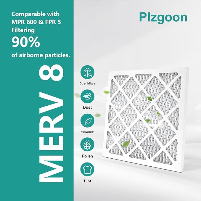 14x14x1 Air Filter MERV 8 AC Furnace Filters MPR 600 (6 Pack) Pleated Air Filters for Air Conditioner HVAC AC Furnace (Exact Dimensions: 13 3/4x13 3/4x3/4 Inches)