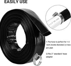 1-1/4" x 100 FT Pool Backwash Hose, Black Heavy Duty Reinforced PVC Lay Flat Water Discharge Hose