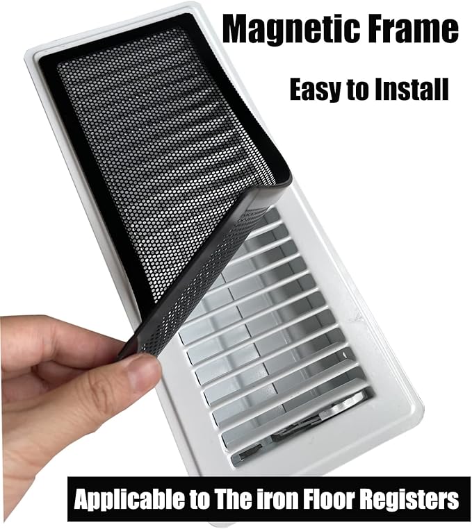 Floor Register Vent Cover- 4"x10" Magnetic Air Vent Screen Mesh Cover, Perfect for Wall/Ceiling/Floor Air Vent Filters (4-Packs)